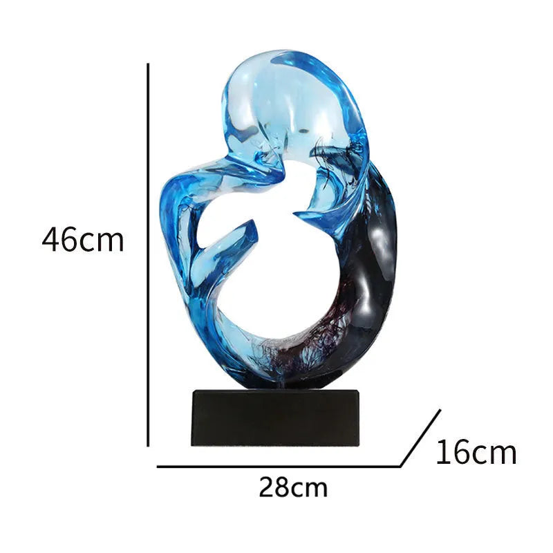 Transparent resin craft ornament in modern minimalist style displayed on shelf