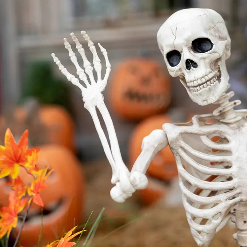 90cm movable joint plastic skeleton Halloween decoration prop with new skull men design