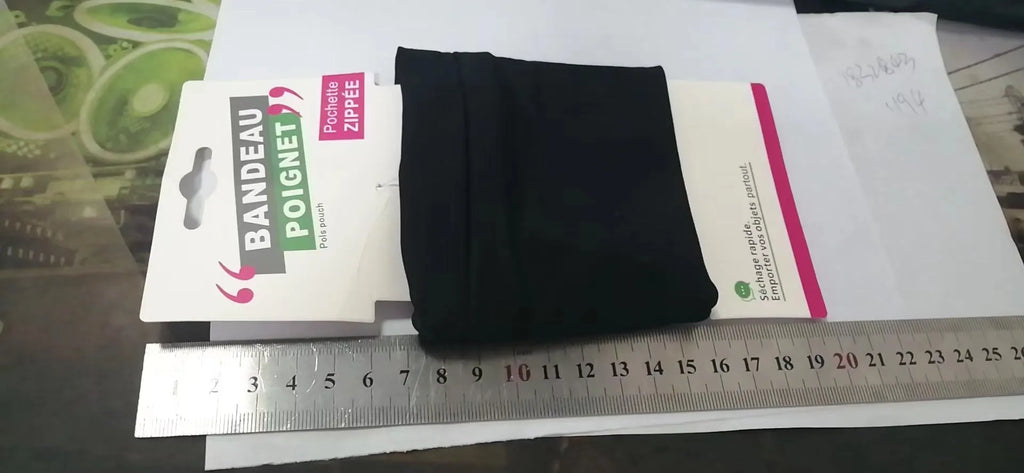 Wrist bag armband sleeve measuring 10 by 10.5 cm for mobile phone storage during camping and fitness