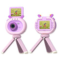 Purple children's digital camera with flip screen and silicone lanyard