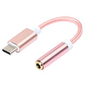 Type-C to 3.5mm headphone adapter cable with nylon braiding in four colour options