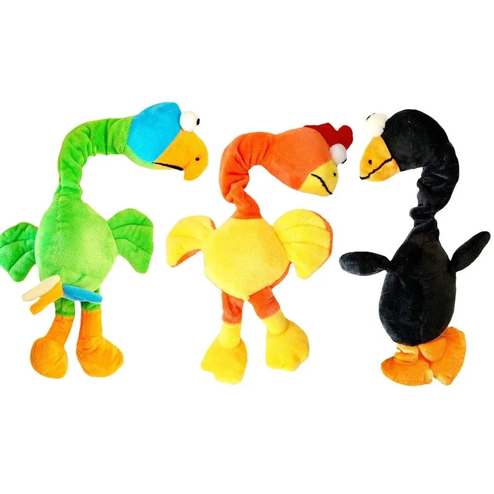 Bite-resistant rubber dog toy shaped with a screaming chicken design, in green colour.