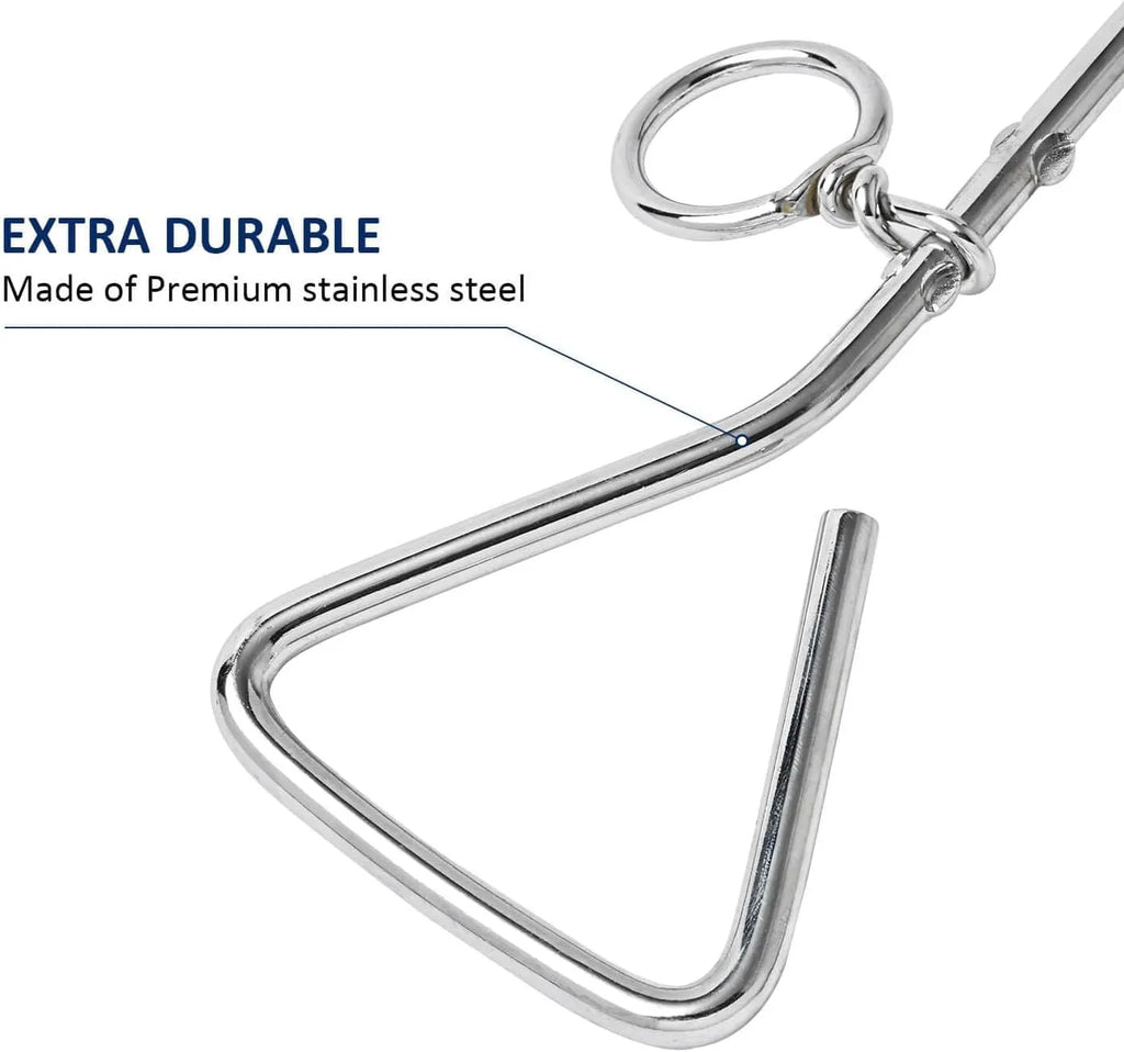 Medium silver spiral dog tie out stake made of steel for secure outdoor tethering