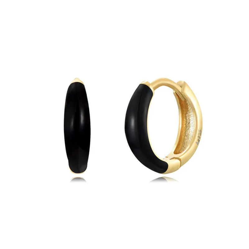 Curved U-shaped oval earrings with a glossy epoxy finish in a choice of seven colours.