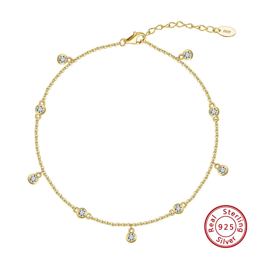 Silver geometric pendant anklet for women in a gold colour finish.