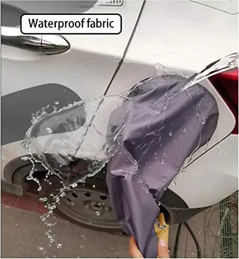 Waterproof charging port cover for new energy vehicles in grey with drawstring closure