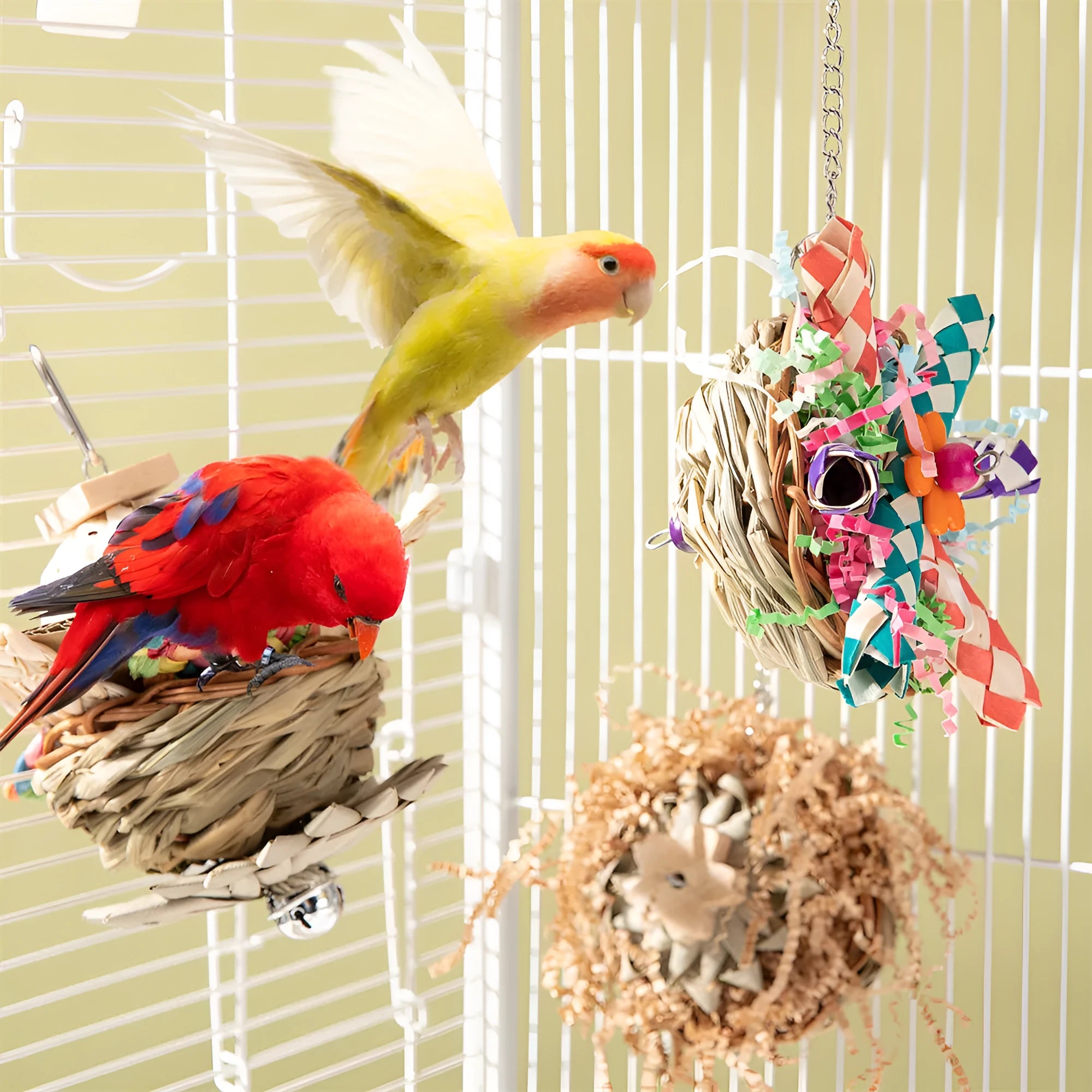 Parrot gnawing toy for beak maintenance in three different type specifications