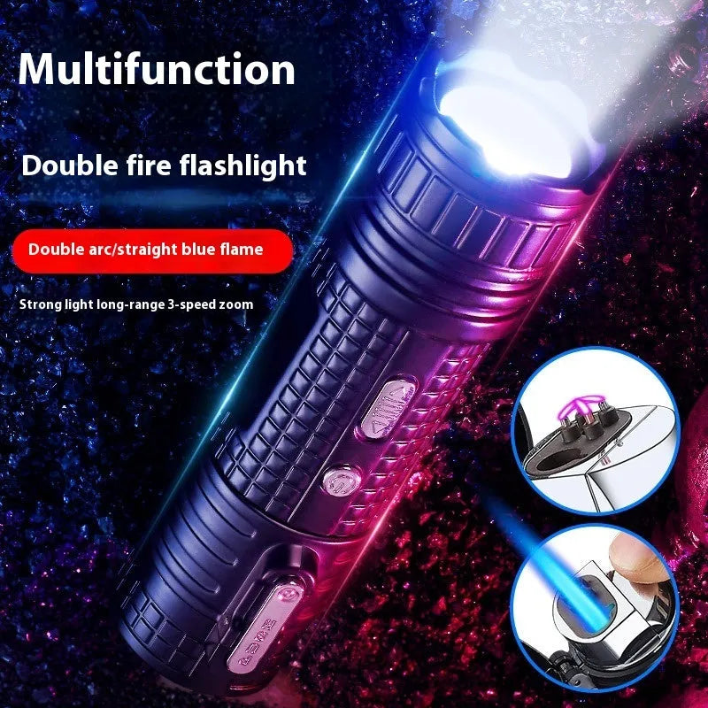 TH727 multi functional metal waterproof flashlight lighter in five colour options