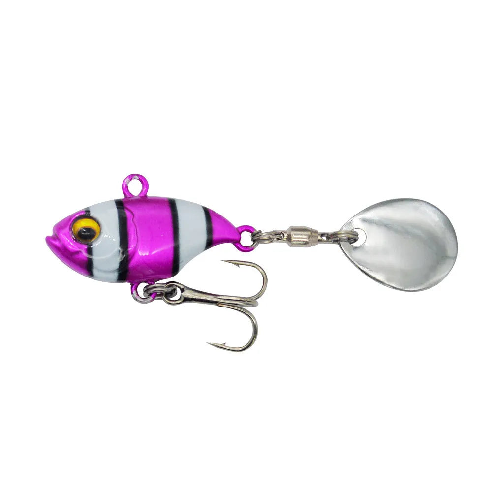 Metal sea fishing lure with rotating iron plate and sequins in gold colour option