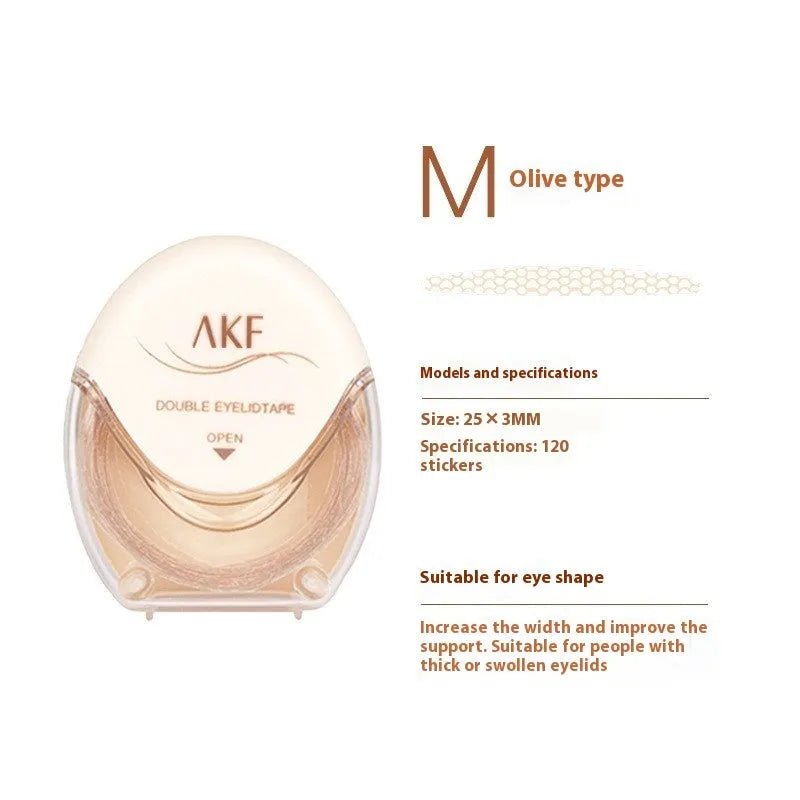 Roll of invisible natural lace double eyelid stickers in choice of Crescent S, M, or Olive M shapes.