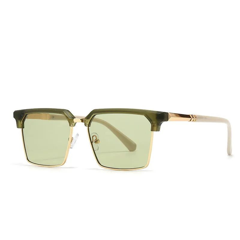 Men's square plastic sunglasses with box-style frames showing multiple colour variations