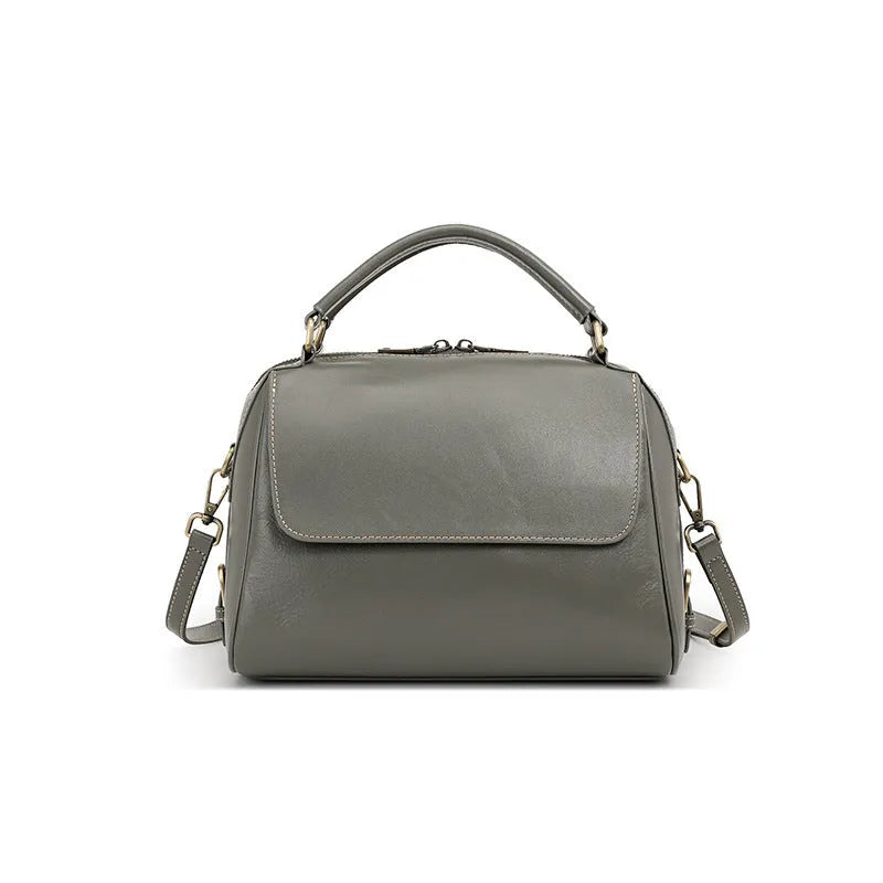Women's genuine leather crossbody tote bag in cross square design with multiple compartments