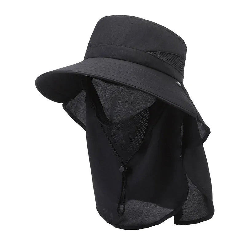 Men's wide brim fishing hat in polyester with adjustable sizing for sun protection