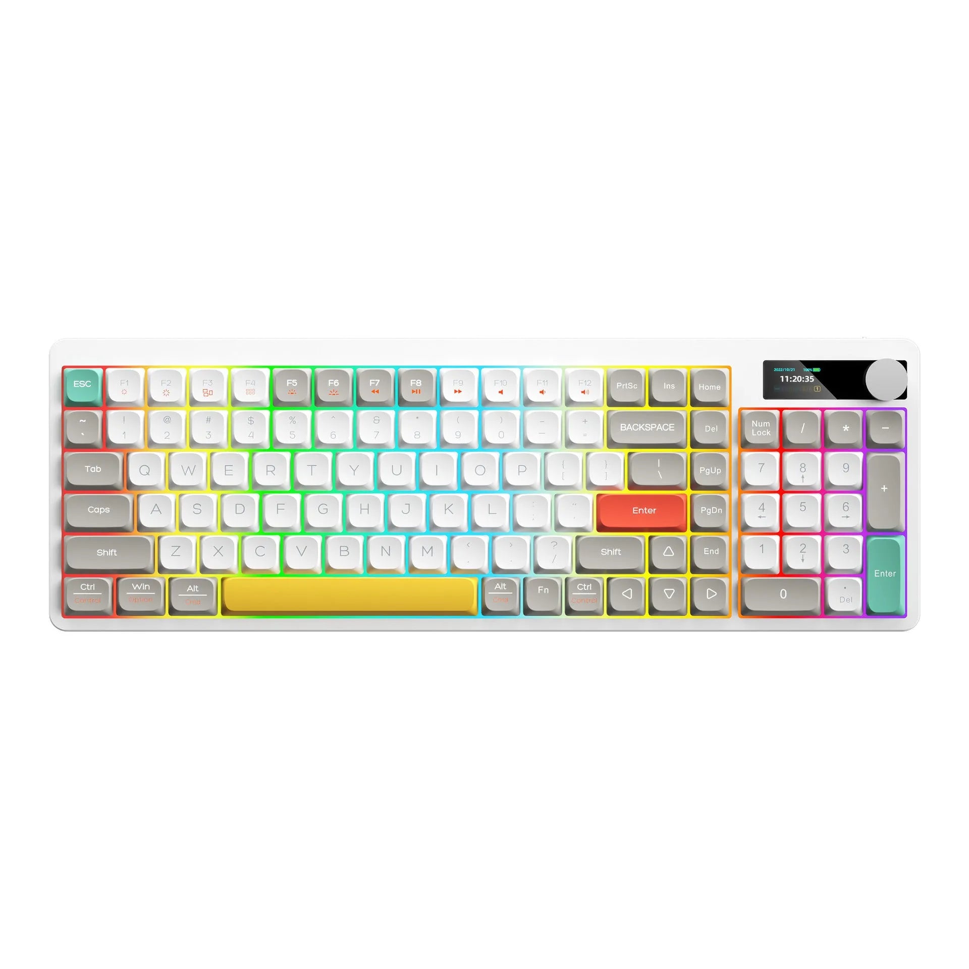 Black Iron Cow mechanical keyboard with RGB backlight showing compact 397mm width design