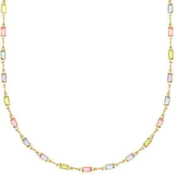 Geometric glass pendant necklace on alloy chain with adjustable 41-50cm length