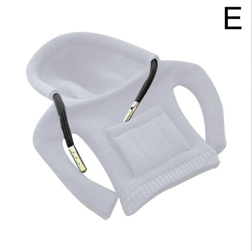 Blue cloth gear shift knob hoodie cover on a car gear lever