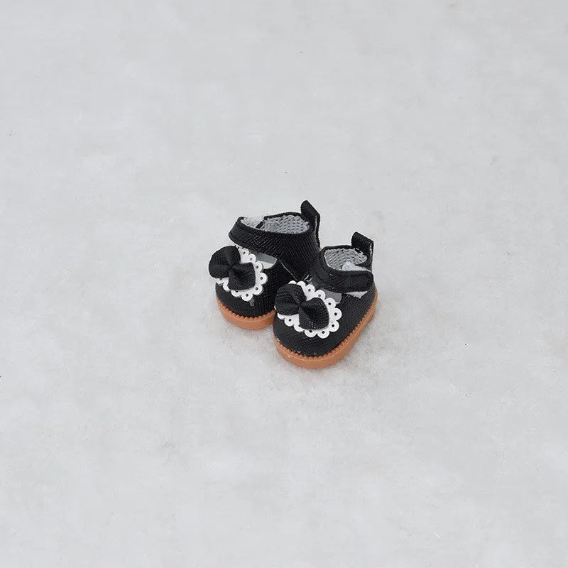 17cm doll replacement shoes in PU polyurethane material showing 3.5cm to 3.8cm height options including boots, leather shoes, and high heels