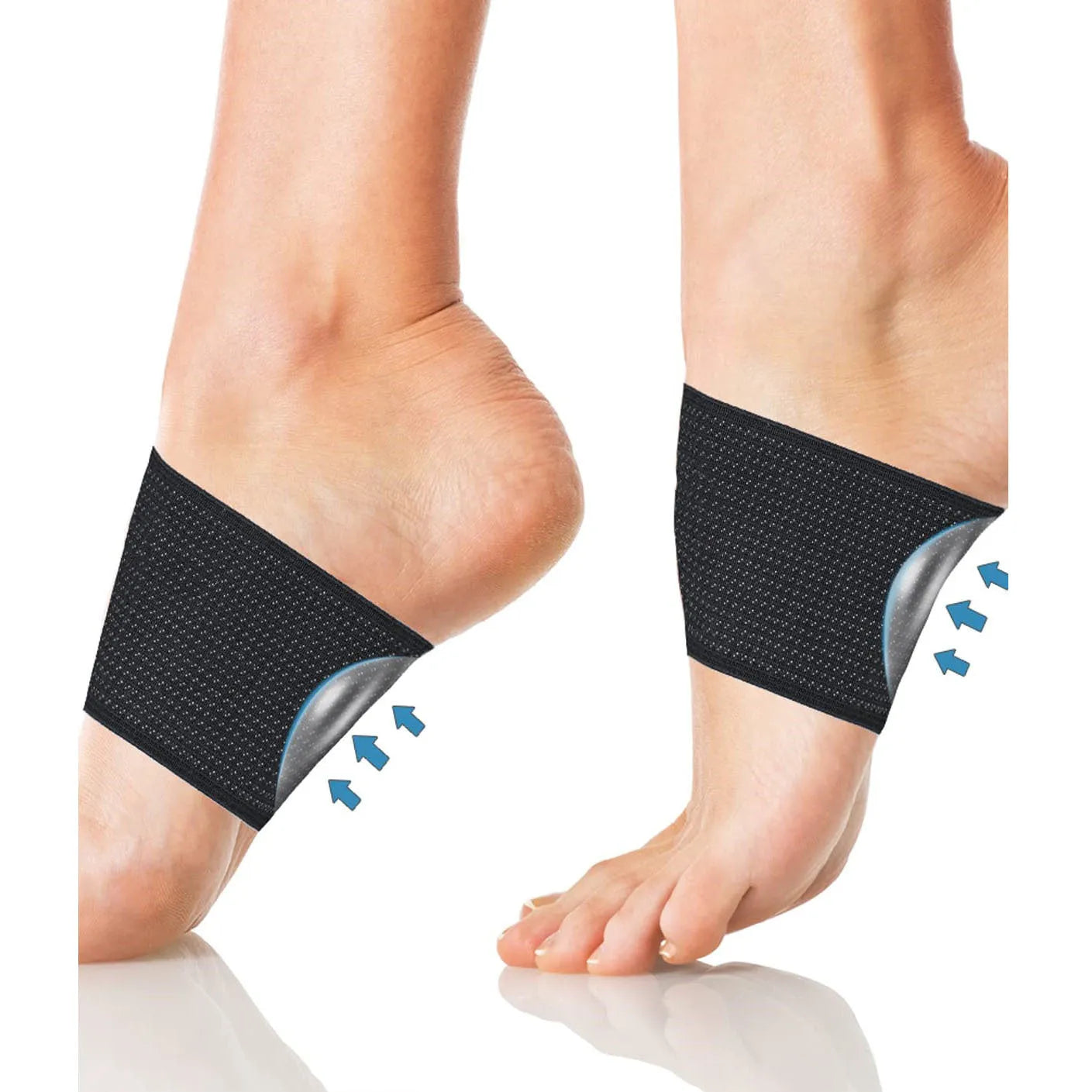 Elastic foot bandage with arch support for flat feet in ordinary and heart styles