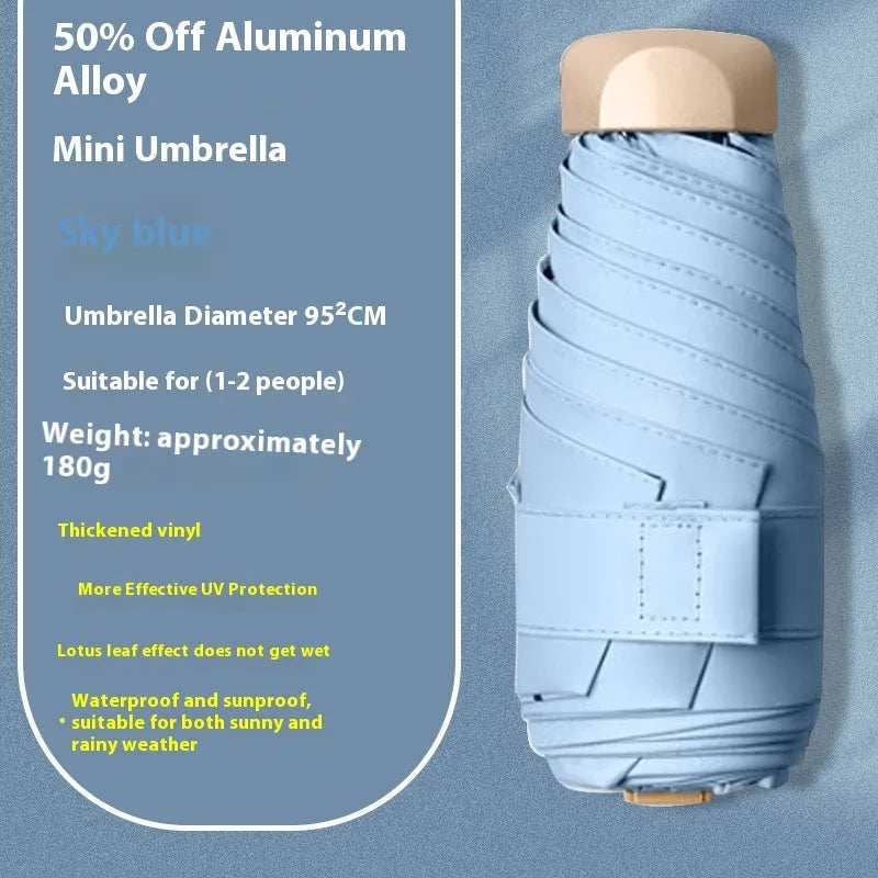 Gradient vinyl five-fold umbrella with alloy bones in multiple colour options