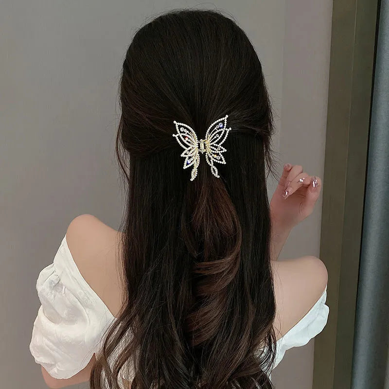 Butterfly design hair clip barrette for women with electroplated alloy construction