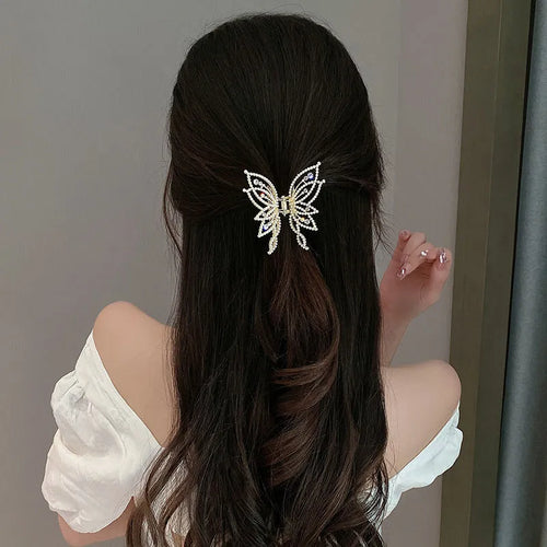 Butterfly design hair clip barrette for women with electroplated alloy construction