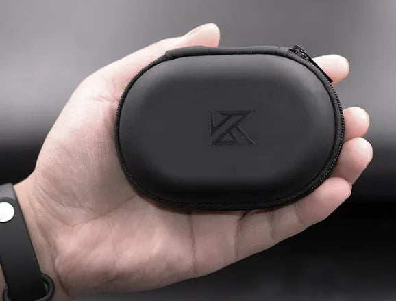 Black oval leather earphone storage bag for EDX PRO and ZEX PRO audio devices