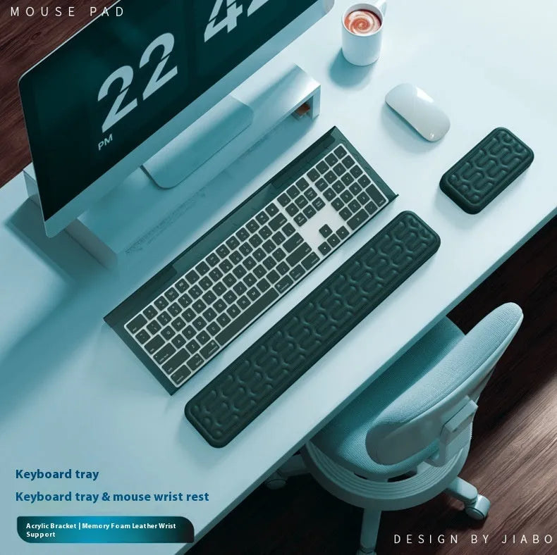 Double-sided computer pad with resin surface and memory foam wrist rest in multiple colour options