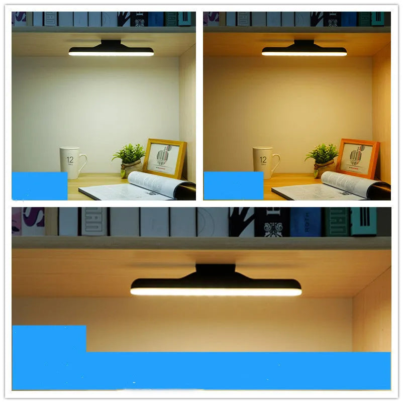 Modern simple plastic LED desk lamp with touch controls and rechargeable battery