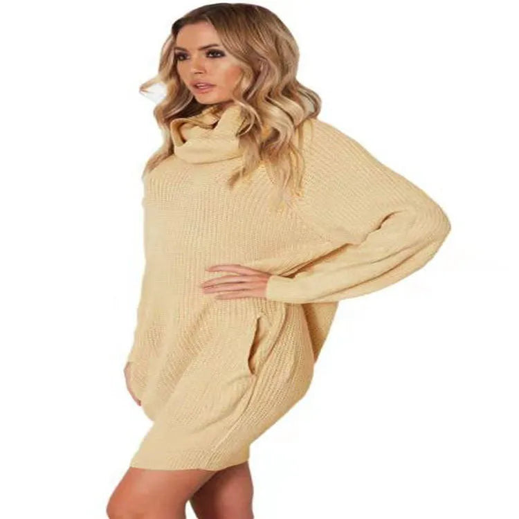 Mid-length imitation cashmere sweater with lapel collar and pockets in yellow, black, or apricot