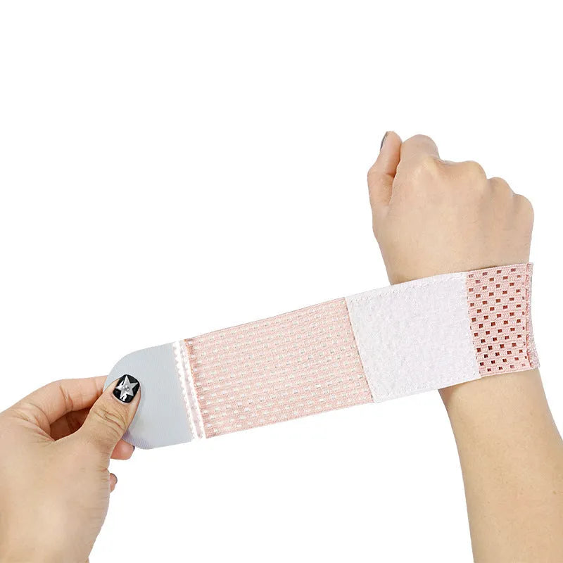 Elasticated athletic wristguard in black, grey or pink colour with breathable construction