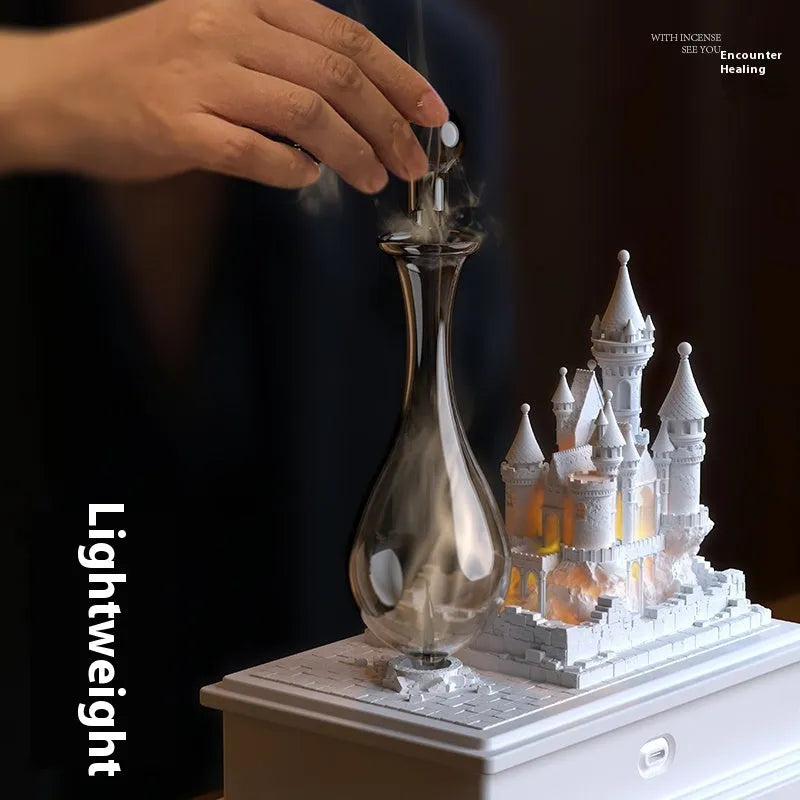 White medieval castle waterless aromatherapy machine with cold fragrance diffusion and USB Type-C charging