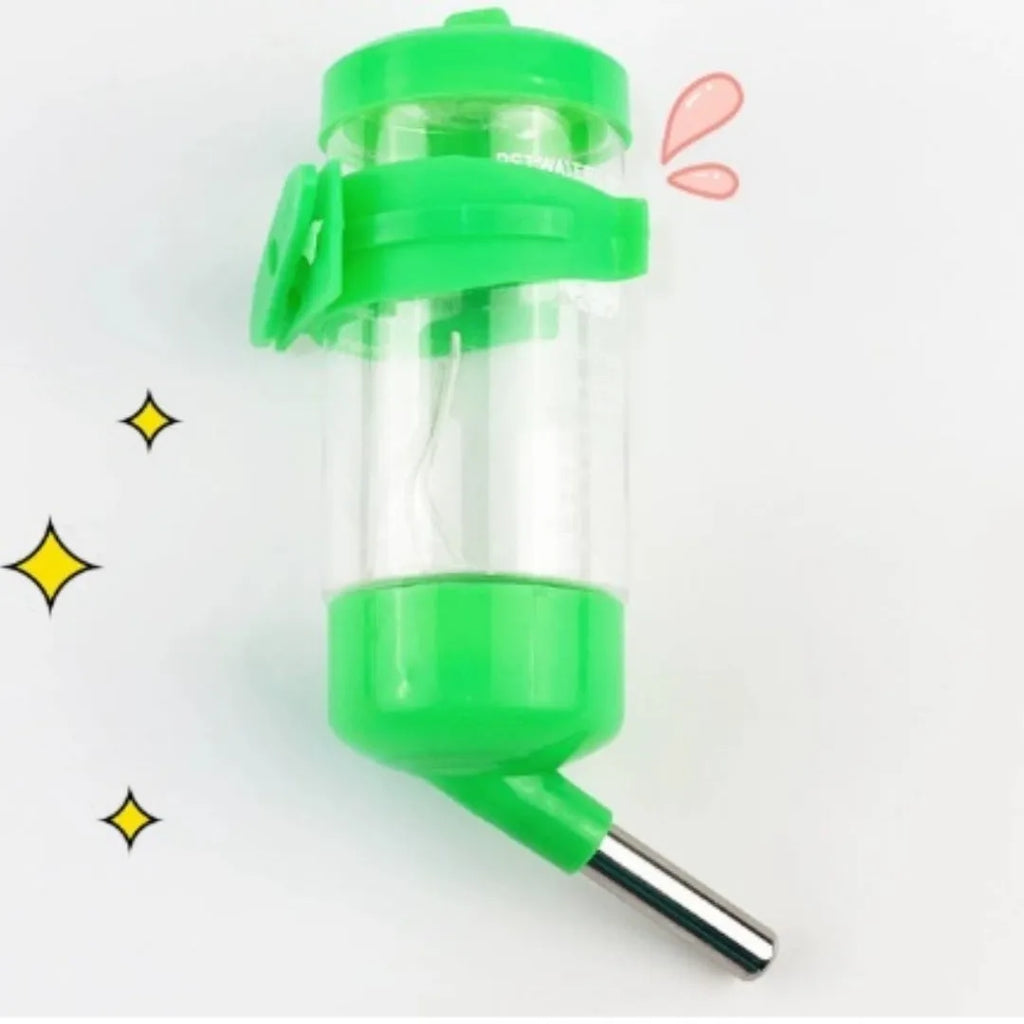 Green plastic leak-proof ball kettle water feeder for small pets like rabbits and guinea pigs.