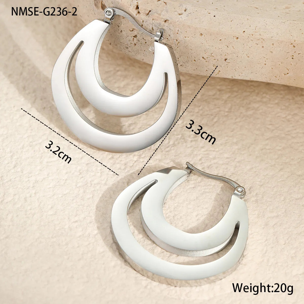 Geometric French earrings with round ring design in gold metallic finish