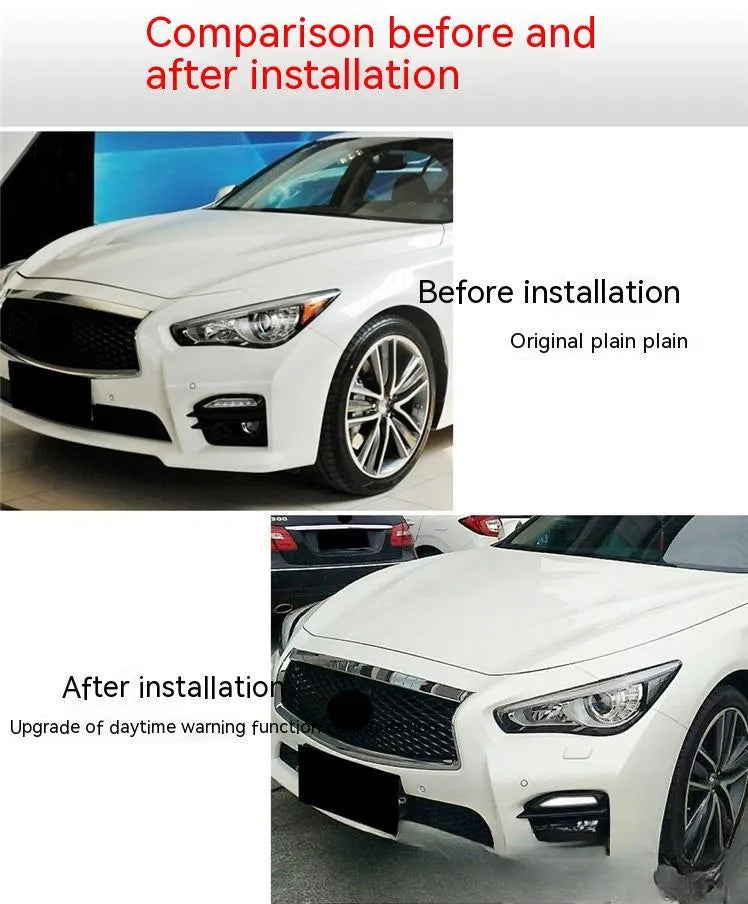 Infiniti Q50 Q70 front bumper LED daytime running and turn signal lamp unit with streamer lights
