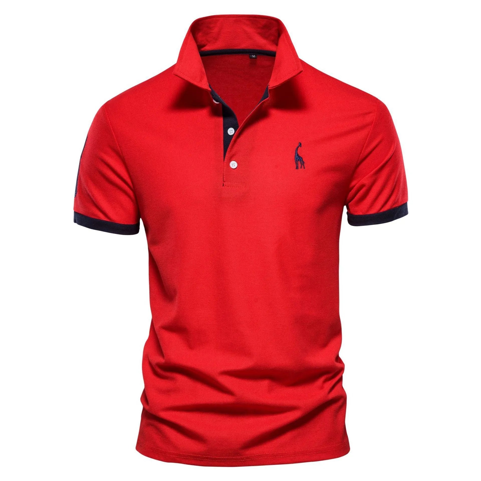 Men's slim fit T-shirt with embroidered deer pattern on chest, shown in multiple colour options.