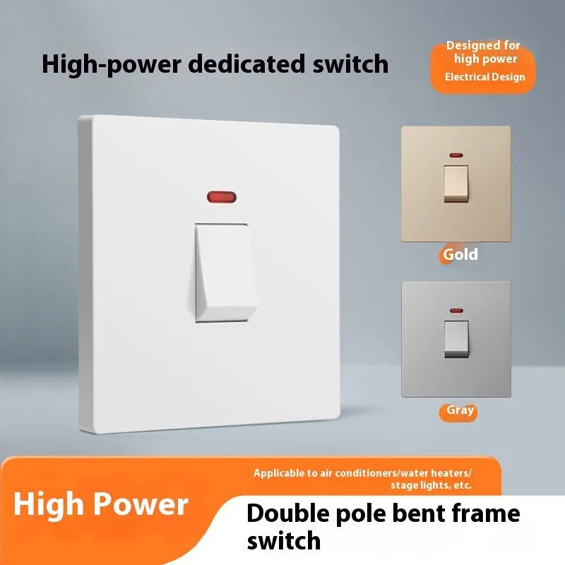 Water heater air conditioner high-current switch with light panel in curved rack design
