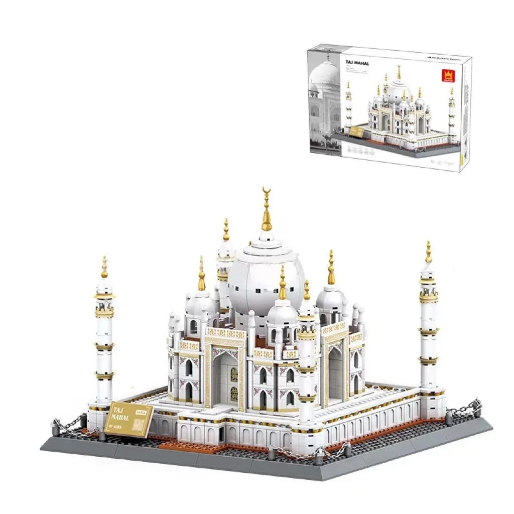 Wange plastic building block set with over 800 pieces for constructing landmark models including Big Ben and the Statue of Liberty.