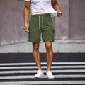 Men's loose fit work shorts in fluorescent green with straight cut design and micro-elastic fabric