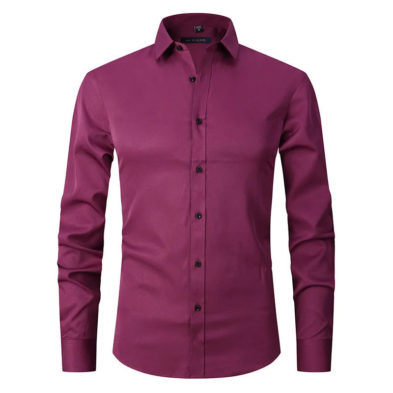 Men's long sleeve stretch work shirt in polyester, shown in a colour from the range of fifteen options.