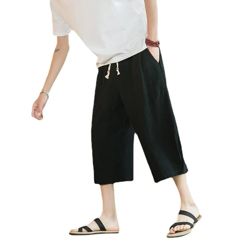Linen plus size casual shorts in straight leg style with skinny opening at leg.