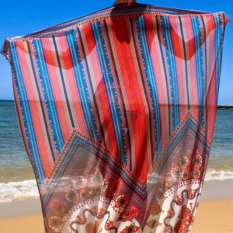 Women's three-piece polyester swimsuit set with a cutout blouse and high-waist briefs in the pictured colour.