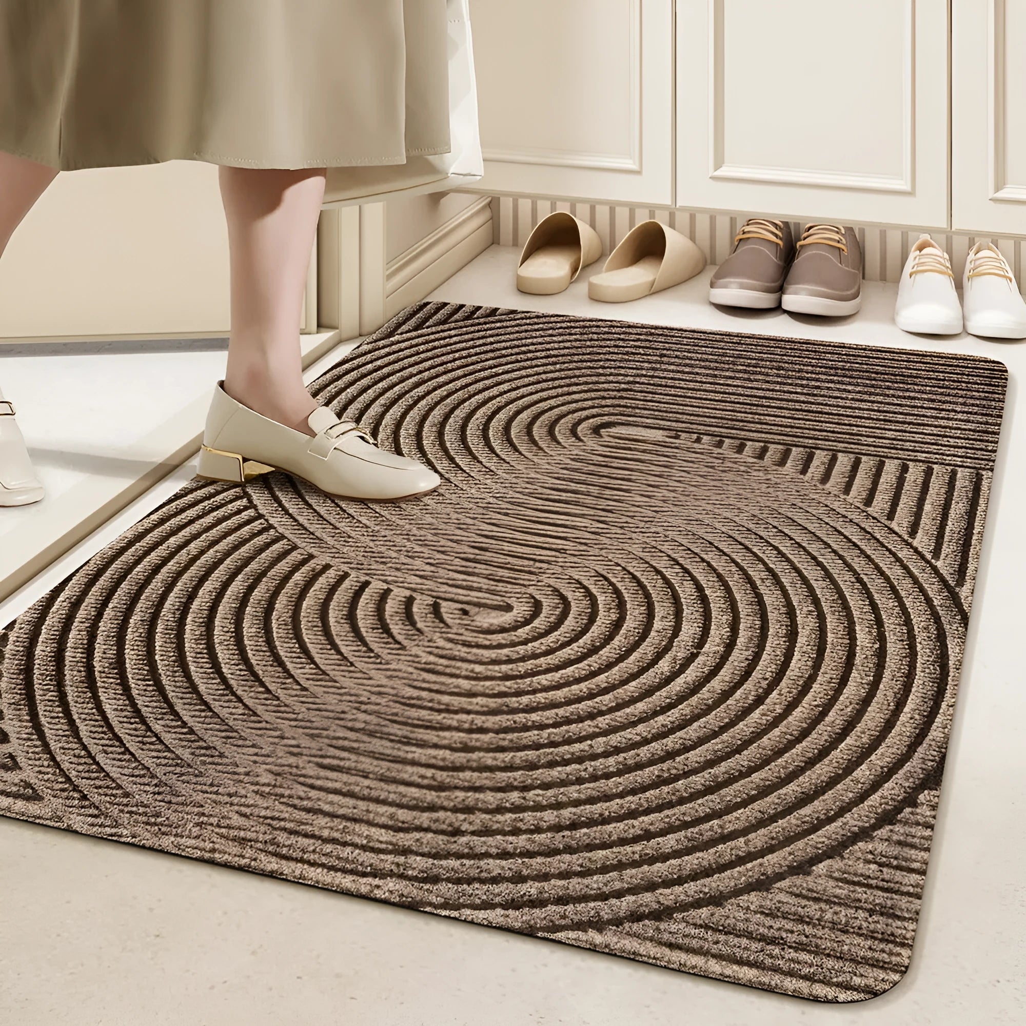 Alien shaped floor mat with cartoon pattern in blue colour