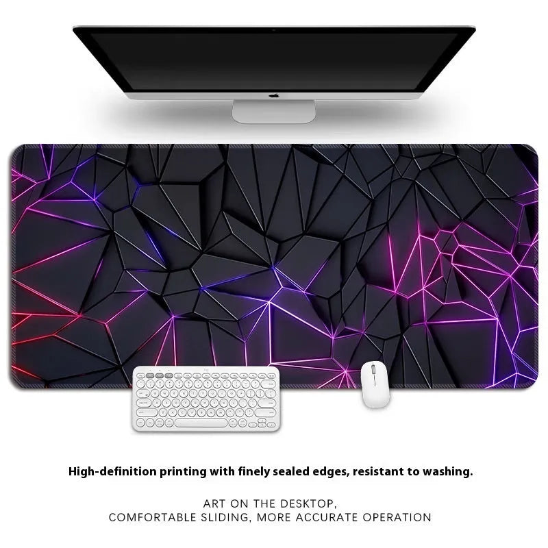 A thickened natural rubber computer keyboard mat with an overlock edge, shown on a desk.