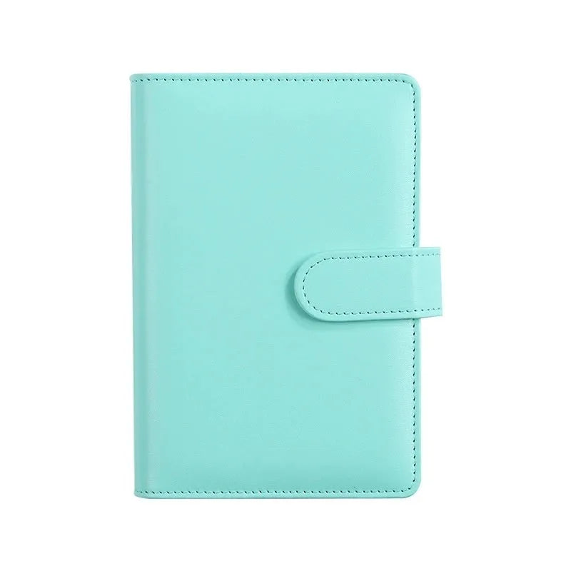 A5 PU leather zippered notebook shell in multiple solid colours including pink, blue, and black.