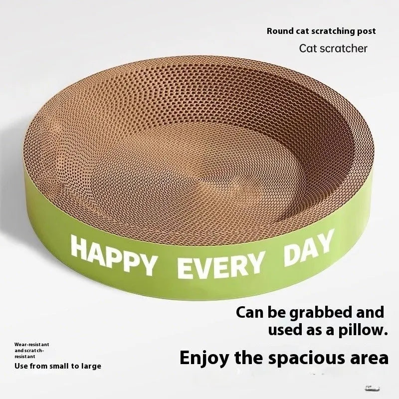 Green round cat scratching board nest with wear-resistant construction for sleeping and scratching
