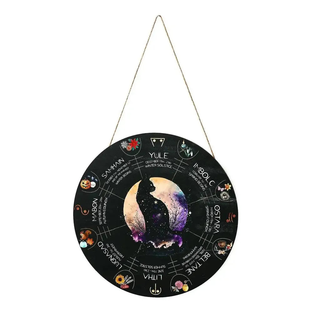 29.5 cm boxwood decorative pendant in American style, showing design options like black cat, owl, and rose.