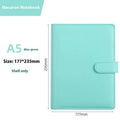 A5 PU leather zippered notebook shell in multiple solid colours including pink, blue, and black.
