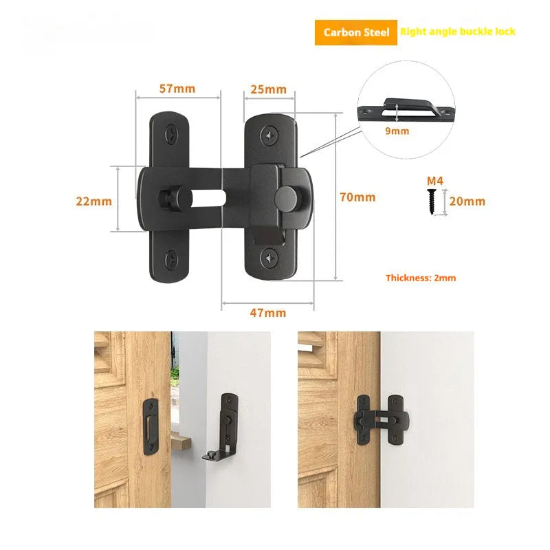 Warehouse hook sliding door lock with American-style hasp and 90-degree bracket design