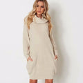 Mid-length imitation cashmere sweater with lapel collar and pockets in yellow, black, or apricot