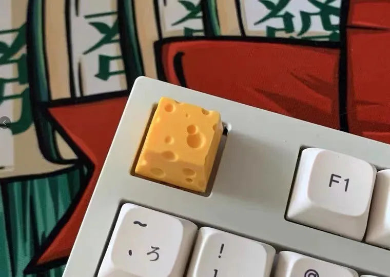 Yellow resin cheese wedge artisan keycap for MX mechanical keyboards